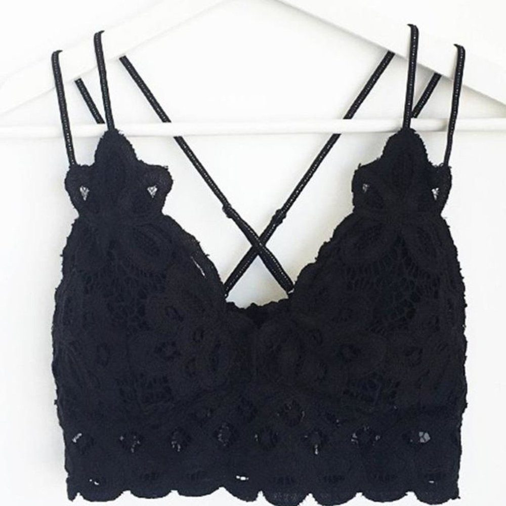 Crochet Lace Bralette - Black